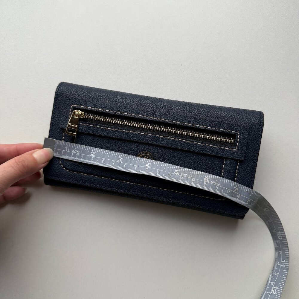 NEW Renzo Costa Navy Leather Fold Over Wallet - Picture 6 of 7
